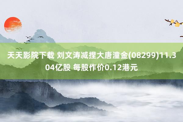 天天影院下载 刘文涛减捏大唐潼金(08299)11.304亿股 每股作价0.12港元