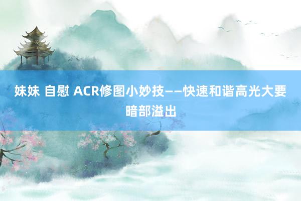 妹妹 自慰 ACR修图小妙技——快速和谐高光大要暗部溢出