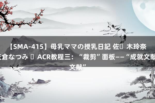 【SMA-415】母乳ママの授乳日記 佐々木玲奈 友倉なつみ ​ACR教程三：“裁剪”面板——“成就文献”