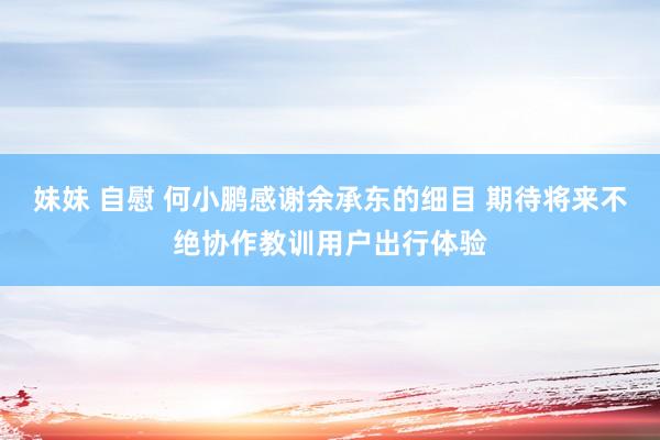 妹妹 自慰 何小鹏感谢余承东的细目 期待将来不绝协作教训用户出行体验