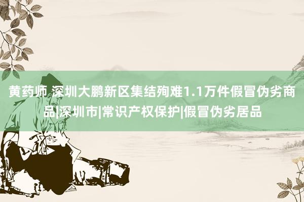 黄药师 深圳大鹏新区集结殉难1.1万件假冒伪劣商品|深圳市|常识产权保护|假冒伪劣居品